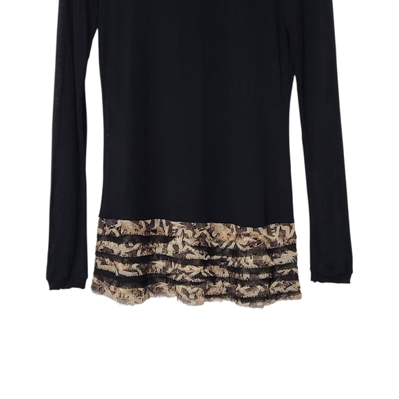 Diane Von Furstenberg Akira Black/Animal Print Silk Blend Long Sleeve Top Size M - Picture 3 of 13